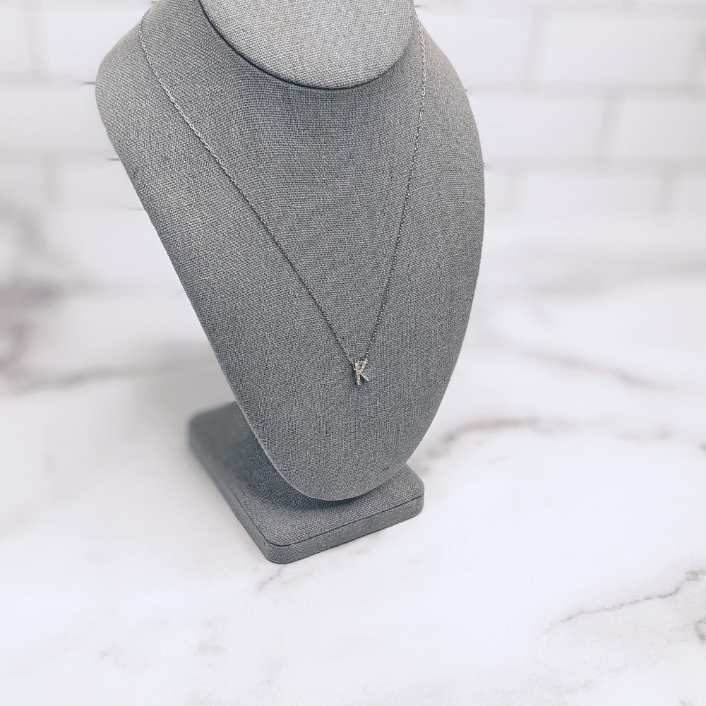 Sterling silver tiny k initial necklace